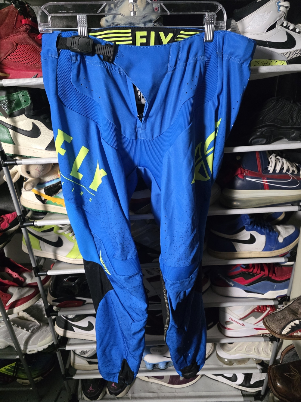 🔥 Fly Racing Men’s Size 34 Racing MX Blue Motocross Pants with Neon Accents